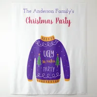 Christmas party ugly sweater blue white tapestry