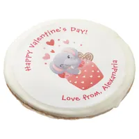 Cute Elephant Cupcake Custom Kids Valentine's Day Sugar Cookie