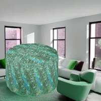 Peacock feathers pattern, abstract art    pouf