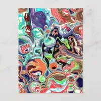 Colorful modern Abstract Fluid Art  Postcard