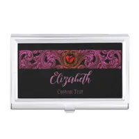 Romantic, Elegant,Personalized Purple Business Card Case