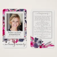 Floral Photo Funeral Memorial Prayer Card