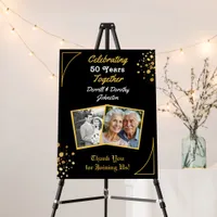 Black and Gold Balloons 50th Anniversary Foam Board