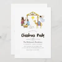 Watercolor Nativity Christmas Party Invitation