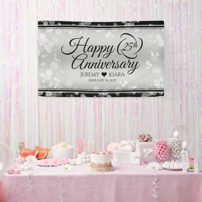 Elegant 25th Silver Wedding Anniversary Banner