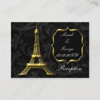 Gold Eiffel tower French Wedding reception Enclosure Card