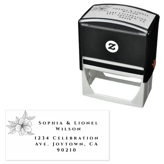 Elegant Minimalist Floral Wedding Self-inking Stamp