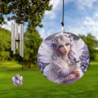 Beautiful February Fairy in Violets Wind Chime