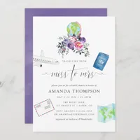 Floral Traveling From Miss To Mrs Bridal Shower Invitation