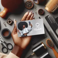 Elegant Afro Hair Salon Modern Stylist Branding Business Card