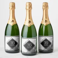 Elegant 70th Platinum Wedding Anniversary Sparkling Wine Label