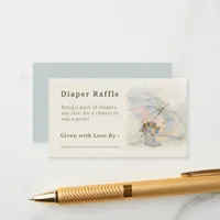 Whimsical Aura Umbrella Floral Boots Diaper Raffle Enclosure Card