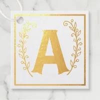 Letter A Baby Alphabet Block Square Foil Favor Tag