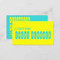 Lemon Yellow and Turquoise Typography QR Code Business Card