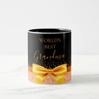 Grandmother black gold bow Two-Tone coffee mug