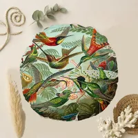 Whirling Green Ornate Tropical Hummingbird Round Pillow