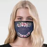 Christian Bible Verse Blush Pink Glitter Floral Face Mask