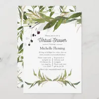 Watercolor Leafy Greenery Virtual Baby Shower Invitation