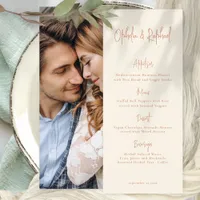 Script Boho Photo Cream Wedding Menu Card