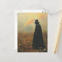 The Spooky Plague Doctor in the Meadow Postcard