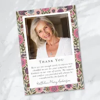 Vintage Scandi Floral Funeral Memorial  Thank You Card