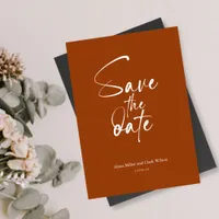 Terracotta Minimalist Bold Save The Date Script Invitation