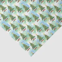 Alcohol Ink and Watercolor Christmas Trees Pattern Tissue Paper
