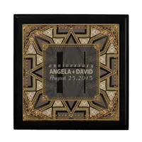 Mediev Art Deco Black Gold Wedding Anniversary Box