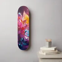 Stunning Explosion of Color Bismuth Crystals Skateboard