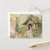 Fairy Sitting in the Doorway of Her Garden House Postcard
