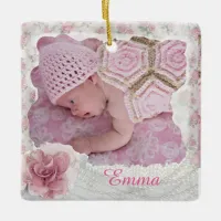 Pretty Pink Floral Christmas Ornament Keepsake