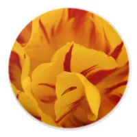 Elegant Floral Red and Gold Monsella Tulips Ceramic Knob