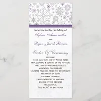 purple gray snowflake mod winter Wedding program