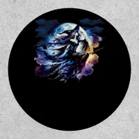 Whimsigoth Witch Flying Over Full Moon Women Kids  Patch