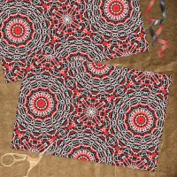 Ethnic Folk Bohemian Red Black and White Pattern Tissue Paper