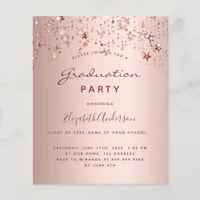 Graduation party rose gold stars invitation