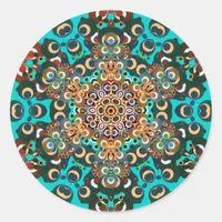 Funky Groovy Mandala Classic Round Sticker