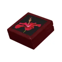 Red Hibiscus Flower Side View Keepsake Box