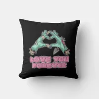 Zombie Classic - Skeleton Heart And Hands Throw Pillow