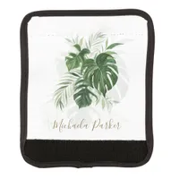 Modern Tropical Leaves Personalized Luggage Handle Wrap