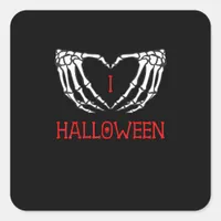 Halloween Skeleton Hands Forming Heart Gothic Square Sticker