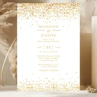 Elegant Gold And White Glitter Wedding  Invitation