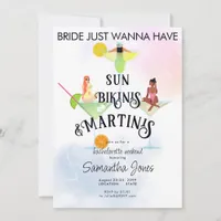 Bikinis & Martinis Tropical Beach Hen Bachelorette Invitation