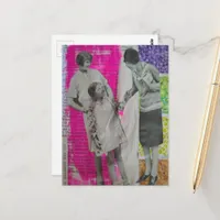 Vintage Women and a Girl Colorful Collage Postcard