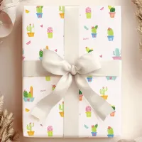 Cute Potted Cacti & Desert Plant Pattern Wrapping Paper