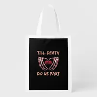 Till Death Do Us Part Skeleton Heart Hands Valenti Grocery Bag