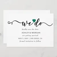 Simple Minimal Elegant Script Teal Heart We Do Save The Date