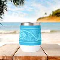 Celtic Knotwork Fish in Blue  Thermal Wine Tumbler