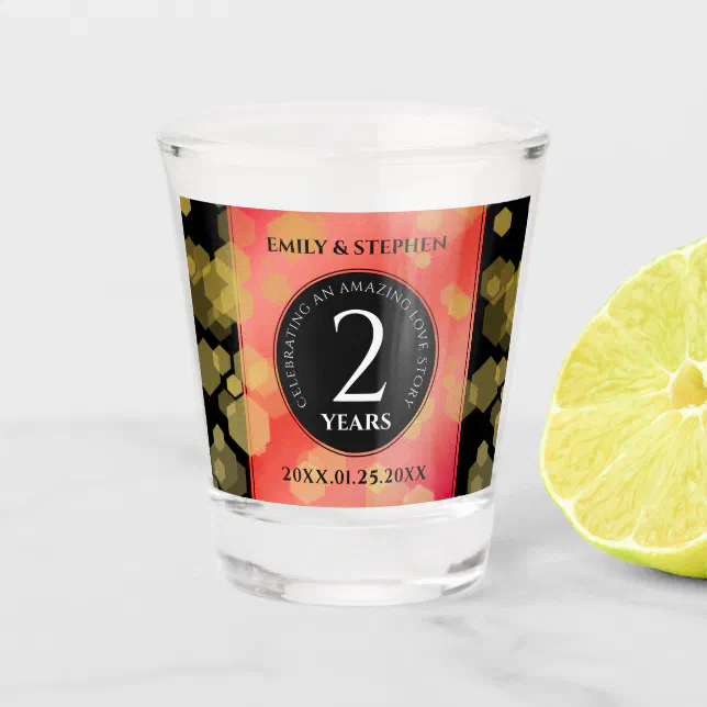 Elegant 2nd Garnet Wedding Anniversary Celebration Shot Glass