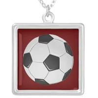 American Soccer or Association Football Silver Plated Necklace